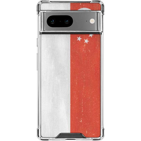 Singapore Flag Distressed Google Pixel 8a Clear Case